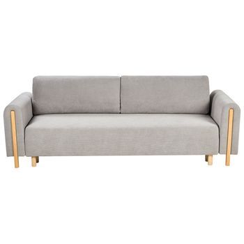 Sofá Cama De Tela Mecanismo Clic-clac Para Dormir Espacio De Almacenaje Minimalista Gris Kvam