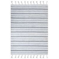 alfombra blanco crema gris 160 x 230 cm plastico reciclado patron a rayas bademli