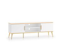 mueble tv 2 puertas 160 cm zora blanco y dorado