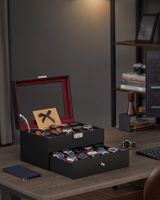 caja para relojes de 2 niveles de color negro y rojo
