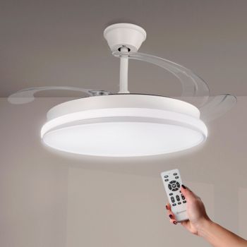 Ventilador de Techo con Luz y Mando a Distancia, 6 Velocidades Ajustables, Iluminación LED, Ideal para Dormitorio, Sala de Estar y Oficina