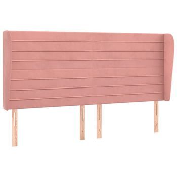 Cabecero Cama | Panel De Cabecera Con Orejas De Terciopelo Rosa 183x23x118/128 Cm