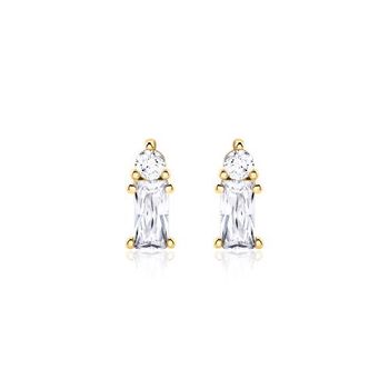 Pendientes de circonita de plata 925 bañada en oro