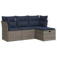 set de sofas de jardin 4 pzas y cojines ratan sintetico gris cfw302134
