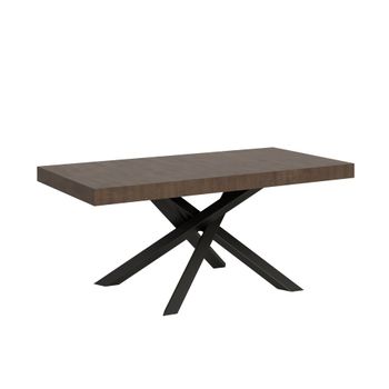 Mesa extensible 90x180/284 cm efecto madera nogal, hierro