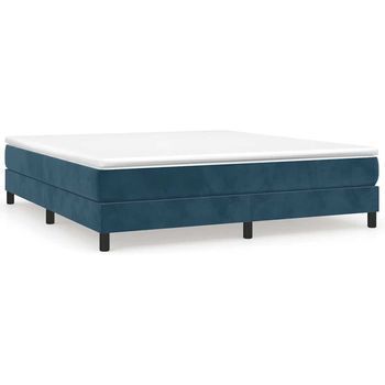 Cama Box Spring Con Colchón Terciopelo Azul Oscuro 180x200 Cm Vidaxl