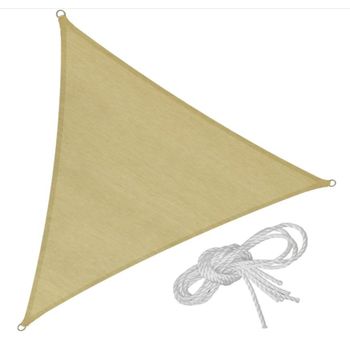 Toldo Vela de Sombreo color Beige / Tierra triangular en diferentes medidas nortene, fabricado en polietileno con cuerdas de amarre
