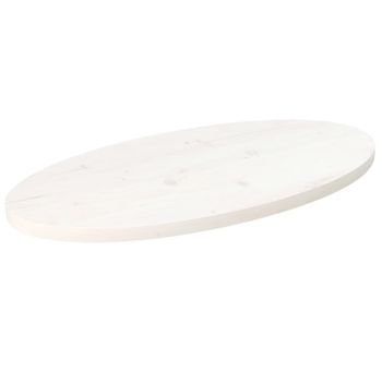 Tablero De Mesa | Superficie De Mesa | Tablero De Escritorio Ovalado Madera Maciza Pino Blanco 80x40x2,5 Cm Cfw9243720