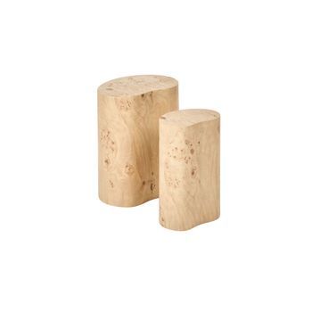 Conjunto De 2 Mesas De Centro Ovaladas Diseño Escandinavo De Mdf Efecto Madera De Raíz Marrón Grinnell