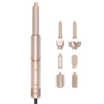 Secador De Pelo 648. 8 En 1 Con Iones Negativos. Permite Alisar, Secar, Rizar Y Mucho Más. 3 Velocidades, 4 Temperaturas Y 8 Accesorios. 4,5x4,5x29 Cm. Color: Champagne