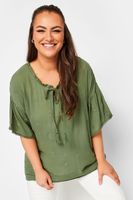 yours blusa caqui con bordados mujer curvy y tallas grandes yours
