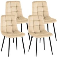juego de 4 sillas de comedor antibes terciopelo crema 55x45x84 cm clp