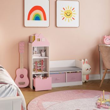 Estantería Infantil Vipsali En Forma De Casa 100x99x30 Cm - Rosa/blanco [en.casa]