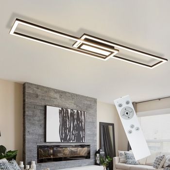 Nettlife Lámpara De Techo Led Lámpara De Techo Negra Iluminación De Techo Geométrica Moderna Regulable Con Control Remoto
