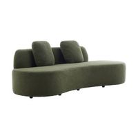 sofa con forma curva de tela borreguito 2-3 plazas verde kaki