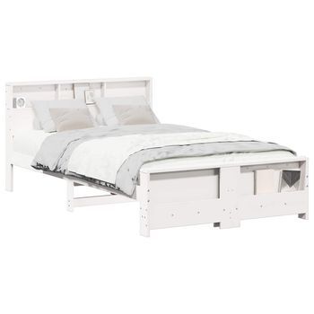 Estructura De Cama Con Estante 120 X 200 Cm Pino Macizo Vidaxl
