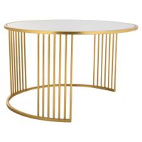 mesa de centro redonda de metal dorado 80x80x48