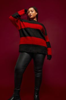 Yours Jersey De Punto De Rayas Rojas Y Negras, Mujer Curvy Y Tallas Grandes, Yours