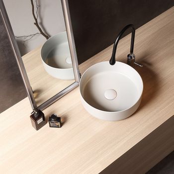 Lavabo De Cerámica Redondo Moderno Sin Orificio Para Grifo