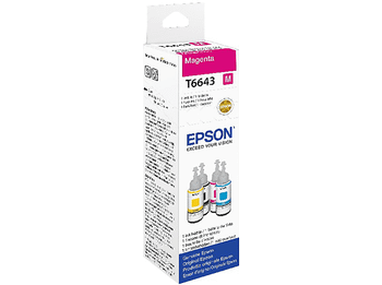 Botella de tinta - Epson T6643 EcoTank, Compatible con ET-2600, 70 ml, Magenta