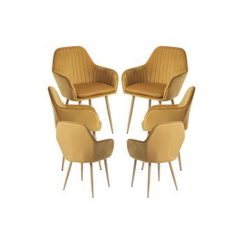 Pack 6 Sillas Chic De Terciopelo 87*56*44 Cm - Mostaza