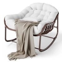 silla mecedora generica de ratan tipo huevo blanca hasta 136 kg