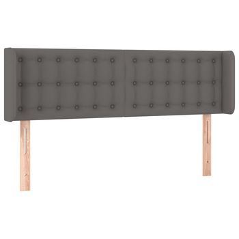 Cabecero Cama | Panel De Cabecera De Cuero Sintético Gris 147x16x78/88 Cm