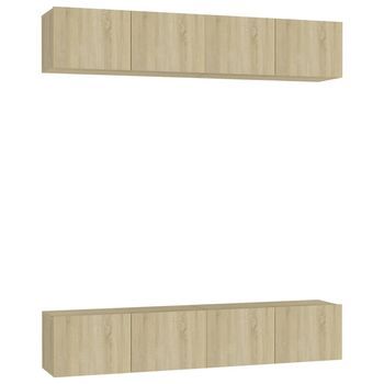 Juego De 4 Uds Muebles Tv | Mueble De Salón | Armario Tv Roble Sonoma 80x30x30 Cm