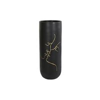 jarron resina 35x35x90 beso mate negro