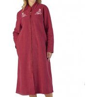 elegant zip opening embroidered boucle fleece housecoat