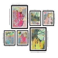 cuadro decorativo enmarcado set119 multicolor 24x29 cm 4 piezas 24x44 cm 2 piezas
