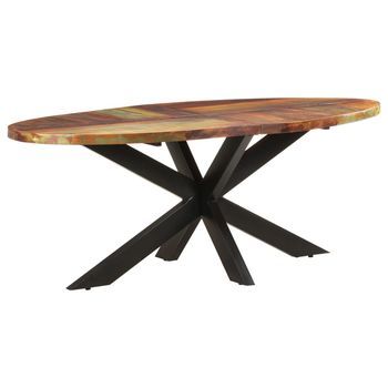 Mesa De Comedor Ovalada Madera Maciza Reciclada 200x100x75 Cm Vidaxl