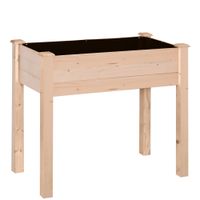outsunny huerto urbano elevado de madera 86x46x76 cm con tela no tejida para cultivos plantas flores natural