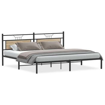 Estructura De Cama Sin Colchón Roble Sonoma 193x201 Cm Vidaxl