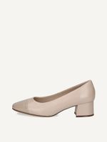 caprice pumps beige made of leather and textile with trapeze heel size 41
