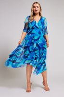 yours london vestido azul escote cruzado estampado abstracto mujer curvy y tallas grandes yours london