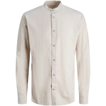 Jack & Jones Camisa manga larga 12248385 JJESUMMER BAND LINEN BLEND SHIRT LS SN CROCKERY para hombre