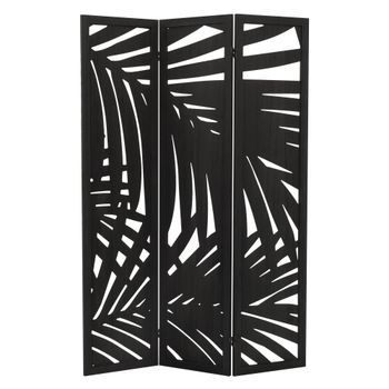 Biombo Divisorio De 3 Paneles Modelo Sapporo Madera Negra 170x121 Cm