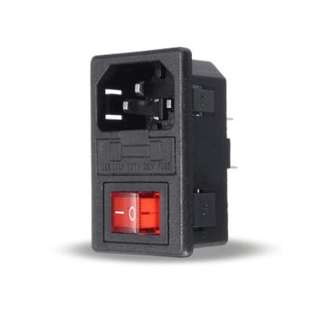 Conector Alimentacion C14 Ac Con Fusible Hembra Sin Marco Negro 10 A