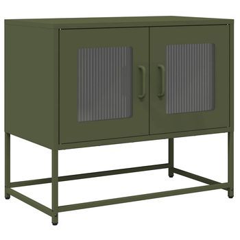 Mueble Tv | Mueble De Salón | Mesa De Tv Acero Laminado En Frío Verde Oliva 68x39x60,5 Cm