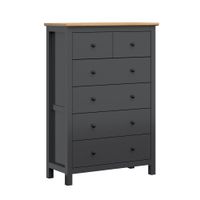 comoda 6 cajones paneles mdf y de melamina gris antracita y madera