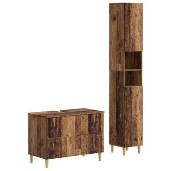 Juego De Gabinete De Baño De 2 Piezas Delft Madera Envejecida Vidaxl