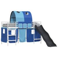cama litera para ninos con cortinas y azul 100 x 190 cm metal vidaxl