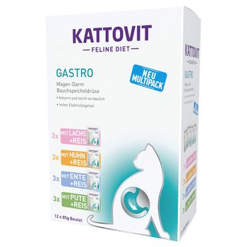 Kattovit Gastro 24 x 85 g en sobres para gatos - Pack Ahorro - Mezcla (4 variedades)