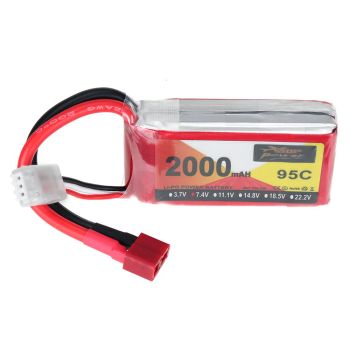 Batería LiPo ZOP Power 7.4V 2000mAh 95C 2S con enchufe T Deans para coche RC HSP RGT 18000