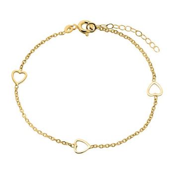 9 quilates pulsera de oro con corazones
