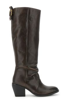 botas de piel con fruncido dark brown 39