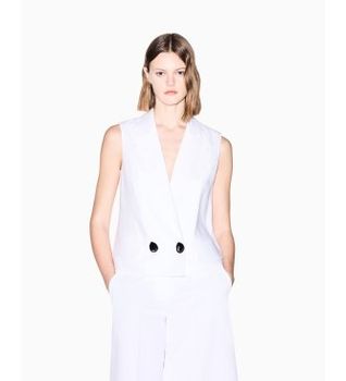 A|X Armani Exchange para mujer. XW001770AF21530U0002 Chaleco Cruzado blanco (S), Casual, Lino, Clásico