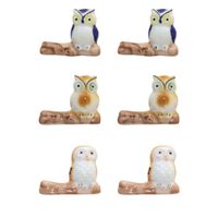 porta cuchillos buhos de porcelana - lote de 6
