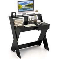 mesa de ordenador con cajon mesa escritorio con elevador de pantalla costway 90 x 60 x 94 cm